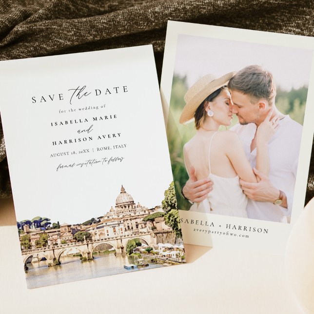 ROME Italy Skyline Destination Save the Date Invitation (Creator Uploaded)