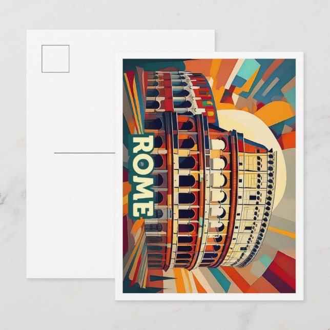 Rome Italy Travel artistic colourful Postcard (Front/Back)