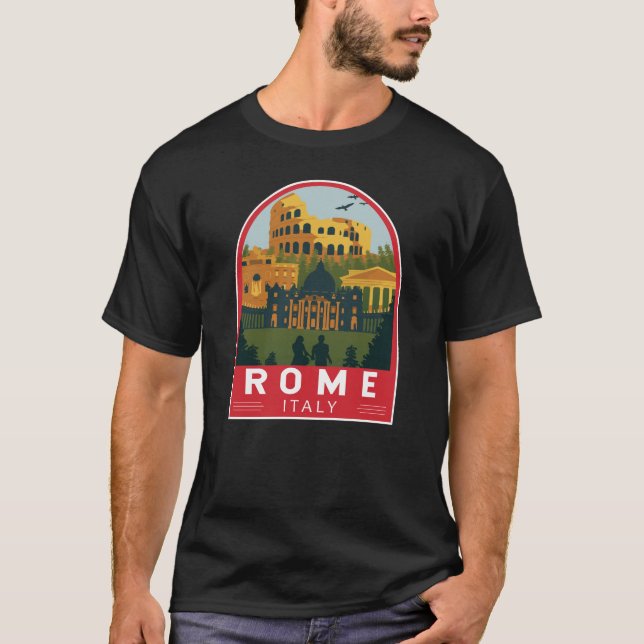 Rome Italy Travel Retro Emblem T-Shirt (Front)