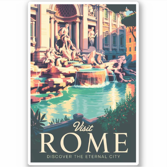 Rome Italy Trevi Fountain Illustration Travel Art (Front)