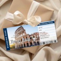 Rome Italy Trip Surprise Boarding Pass Card