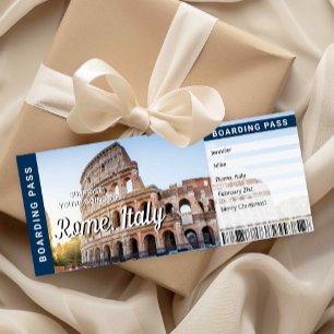 Rome Italy Trip Surprise Boarding Pass Card