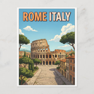 Rome Italy Vintage Anime Travel Postcard