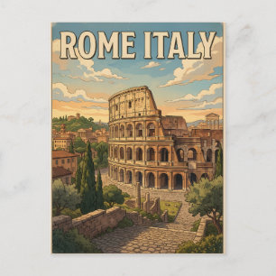 Rome Italy Vintage Anime Travel Postcard