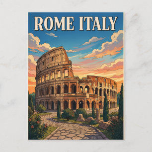 Rome Italy Vintage Anime Travel Postcard