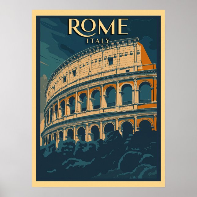 Rome Italy Vintage Colosseum Poster (Front)
