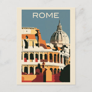 Rome Italy Vintage Colosseum Vatican Travel Postcard