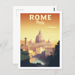Rome Italy Vintage Famous Travel Place Postcard