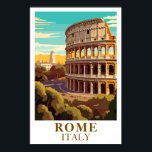 Rome Italy Vintage Travel Colosseum Art Print<br><div class="desc">Capture the timeless majesty of the Roman Empire with this striking Rome,  Italy Travel Art Poster! Designed in a bold,  graphic style reminiscent of classic mid-century travel advertising,  this piece beautifully illustrates the iconic Colosseum.</div>