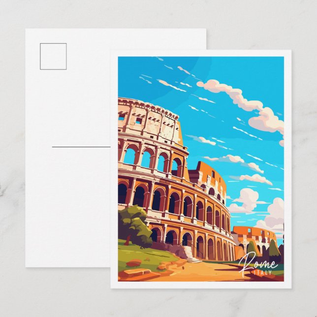 Rome Italy vintage travel illustration Postcard (Front/Back)
