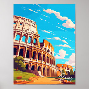 Rome Italy vintage travel illustration Poster