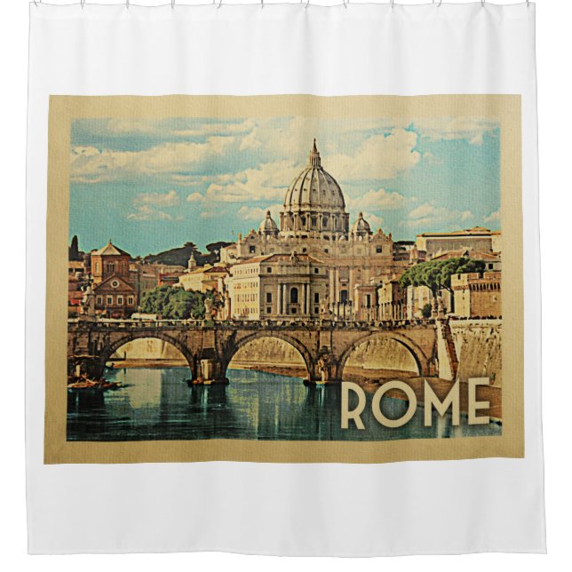 Rome Italy Vintage Travel Shower Curtain (Front)