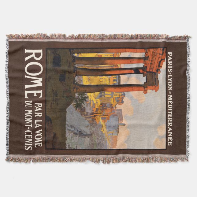 Rome Italy vintage travel throw blanket (Front)