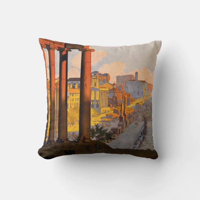 Rome Italy vintage travel throw pillow (Front)
