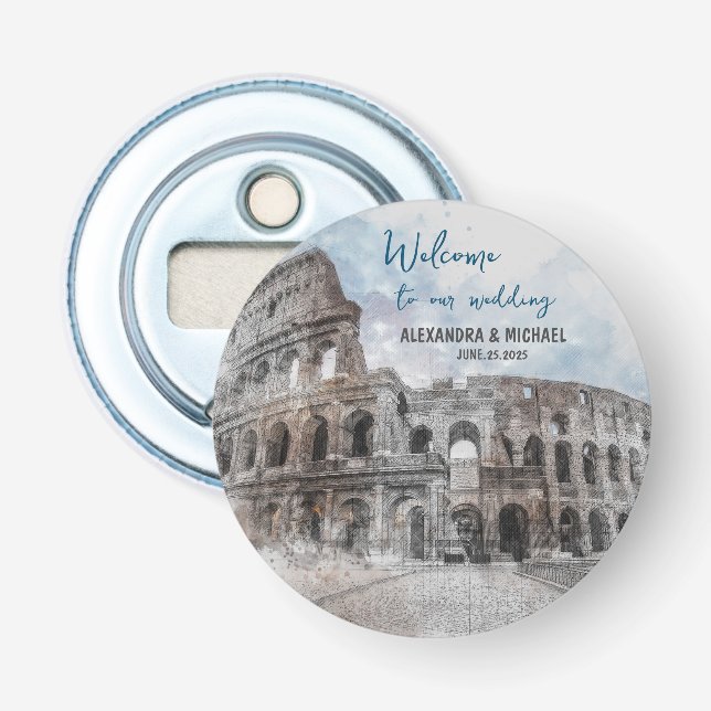 Rome Italy Watercolor Bottle Opener – Travel  (Front)