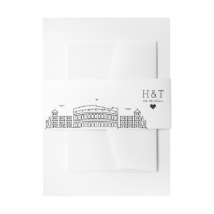 Rome Italy Wedding   Stylized Skyline Monogram Invitation Belly Band