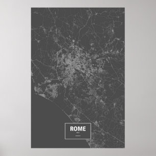 Rome, Italy (white on black) Poster