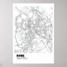 Rome Map Poster - Italy White Map