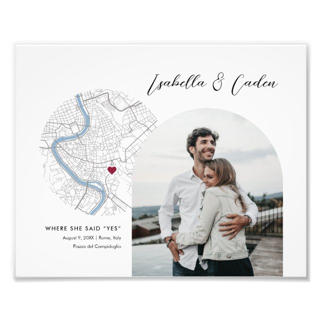 Rome Map Wedding Engagement Photo Gift Print (Front)