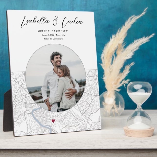 Rome Map Wedding Engagement Photo Gift Vertical Plaque (Side)