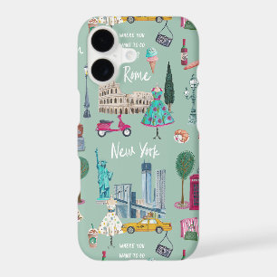 Rome New York Travel Icons Illustrated