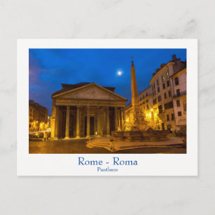 Rome - Pantheon at full moon postcard with text