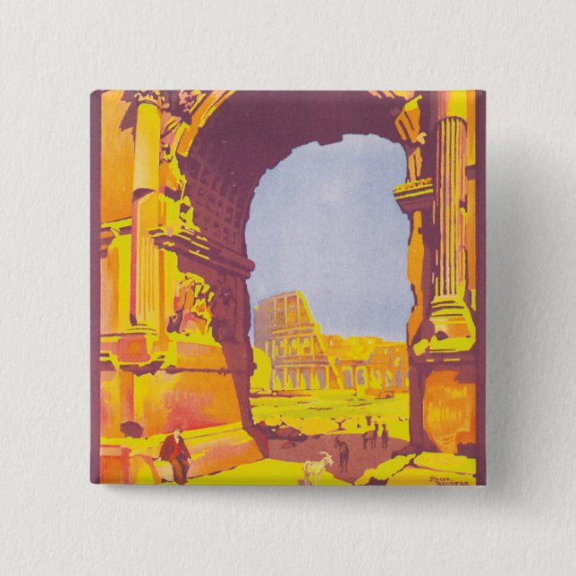 Rome par le train deluxe 15 cm square badge (Front)