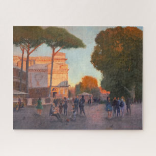 Rome Piazza in Evening light Painting Challenging Jigsaw Puzzle