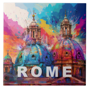 Rome Skyline Artwork  Tile