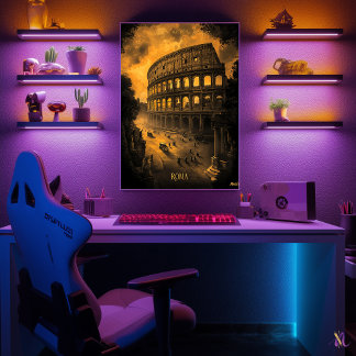 Rome Skyline - Charcoal Monochrome Art - Urban  Poster
