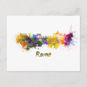 Rome skyline in watercolor postcard
