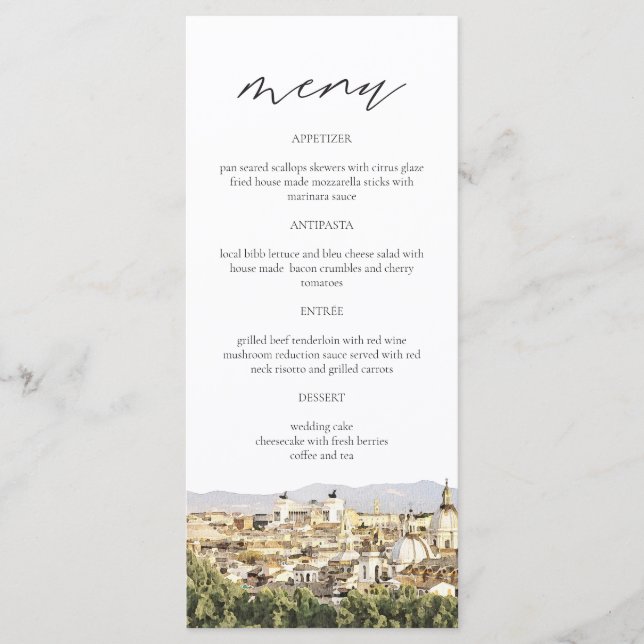 Rome Skyline Travel Destination Menu Cards (Front)