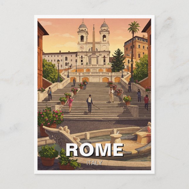 Rome Spanish Steps Italy Travel Postcard (Front)