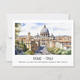 Rome St Peter's Basilica panoramic watercolor Postcard