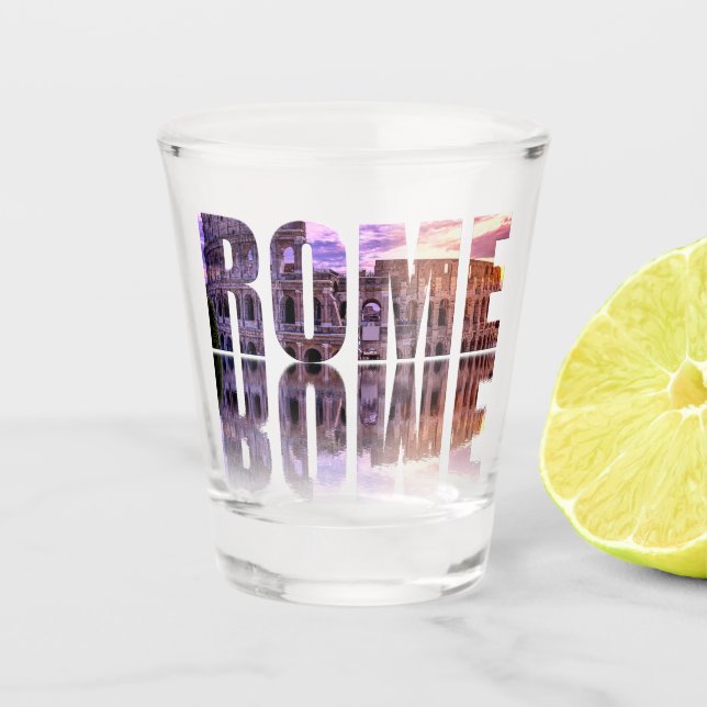 Rome text souvenir shot glass (Front)