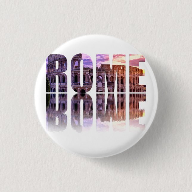 Rome text souvenir square 3 cm round badge (Front)