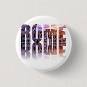 Rome text souvenir square 3 cm round badge