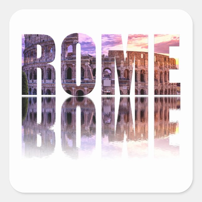 Rome text souvenir square sticker (Front)