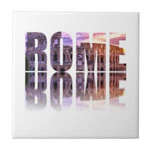 Rome text souvenir square tile