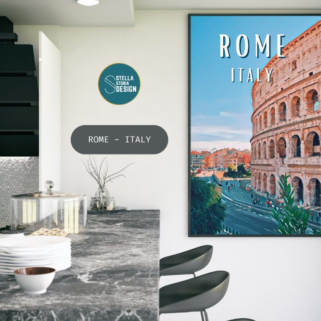 Rome, the city of the Dolce Vita and the Italian c Poster (Rome, la ville de la Dolce Vita et du charme italienne)