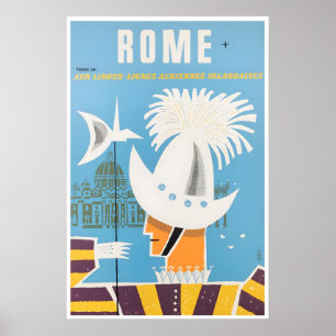 Rome Travel Poster Italy Sign Aer Lingus Print