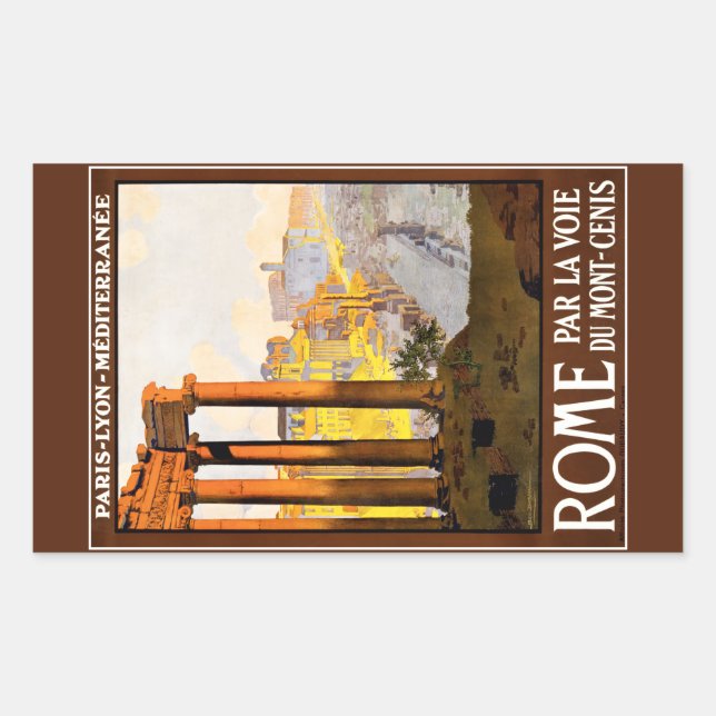 Rome Travel Poster Vintage Rectangular Sticker (Front)