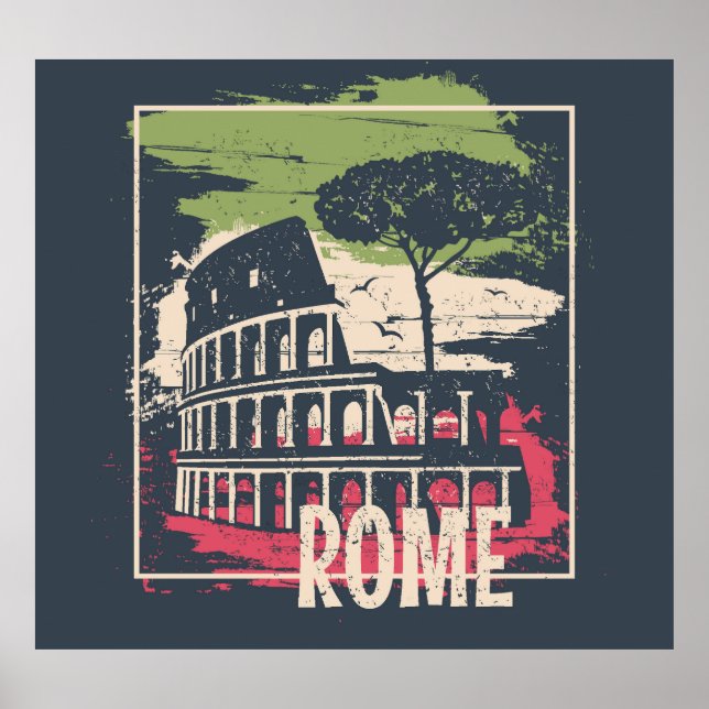 Rome Typography: Eiffel Tower Poster. Poster (Front)