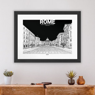 Rome Vatican City St. Peter’s Basilica Black White Poster