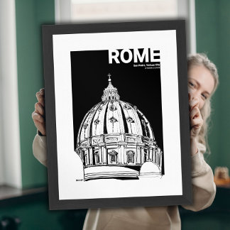 Rome Vatican City St. Peter’s Dome Travel Sketch Poster