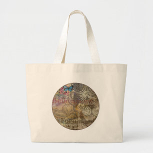 Rome Vintage Italy Travel Collage Large Tote Bag