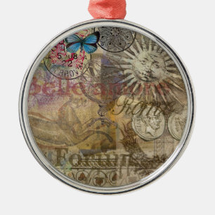 Rome Vintage Italy Travel Collage Metal Tree Decoration