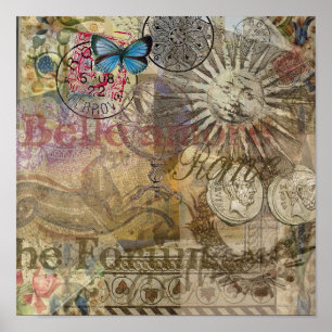 Rome Vintage Italy Travel Collage Poster