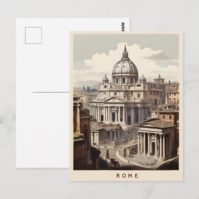 Rome vintage poster postcard (Front/Back)