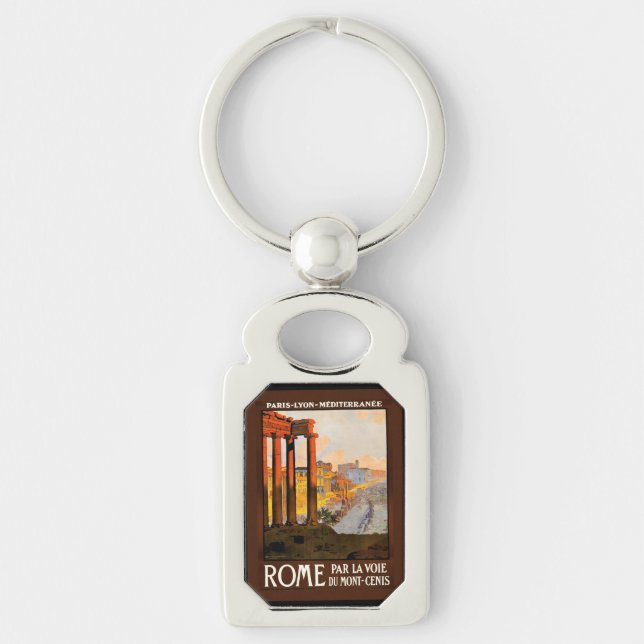 Rome Vintage Travel Poster Key Ring (Front)